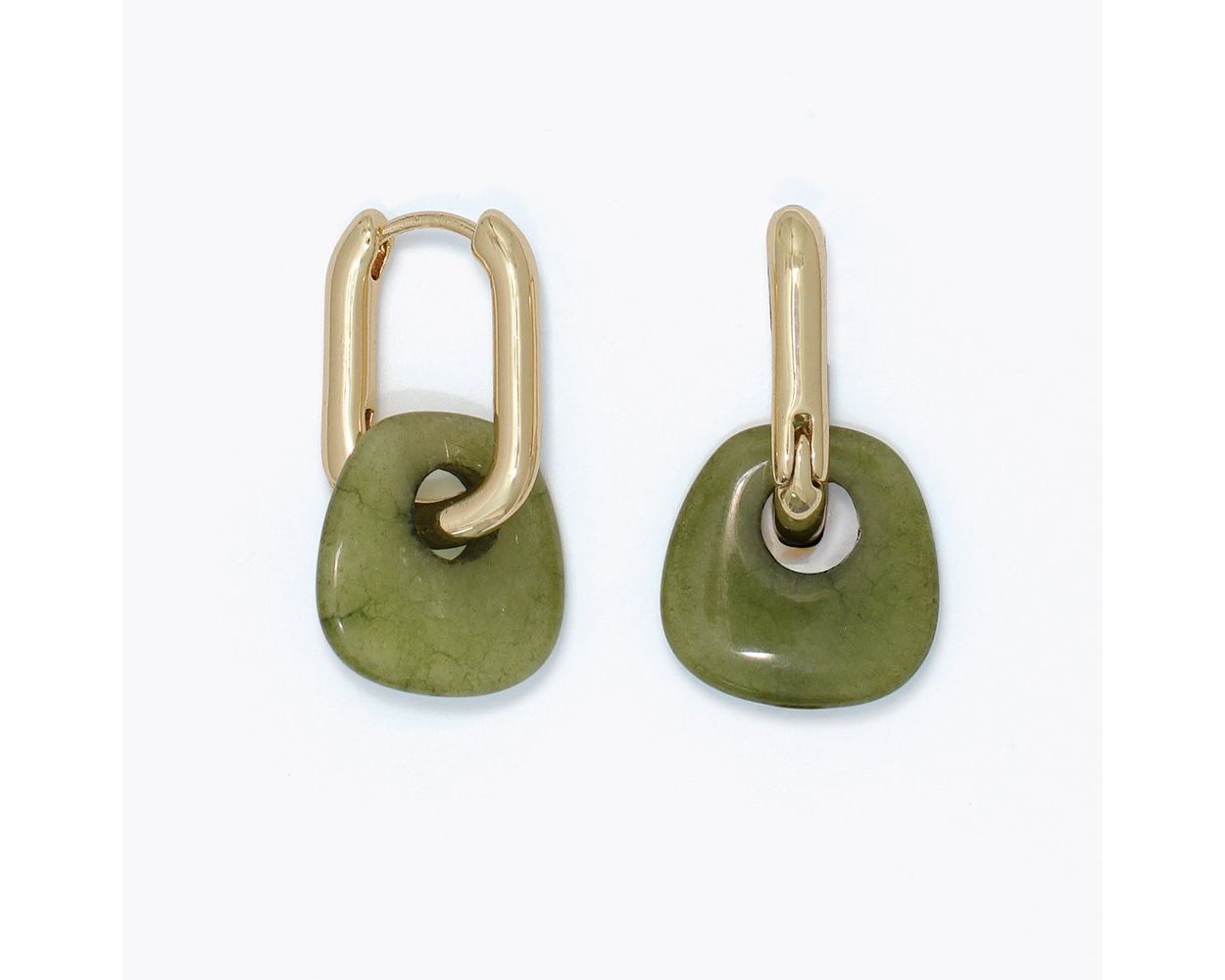 Huggies with Green Agate Charms
