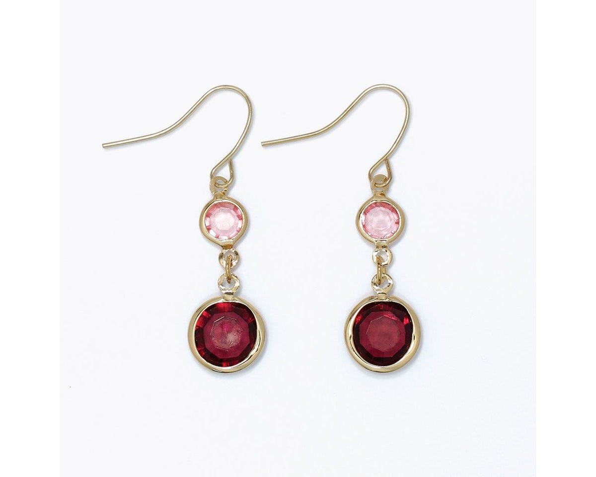 Burgundy and Pink Crystal Earrings