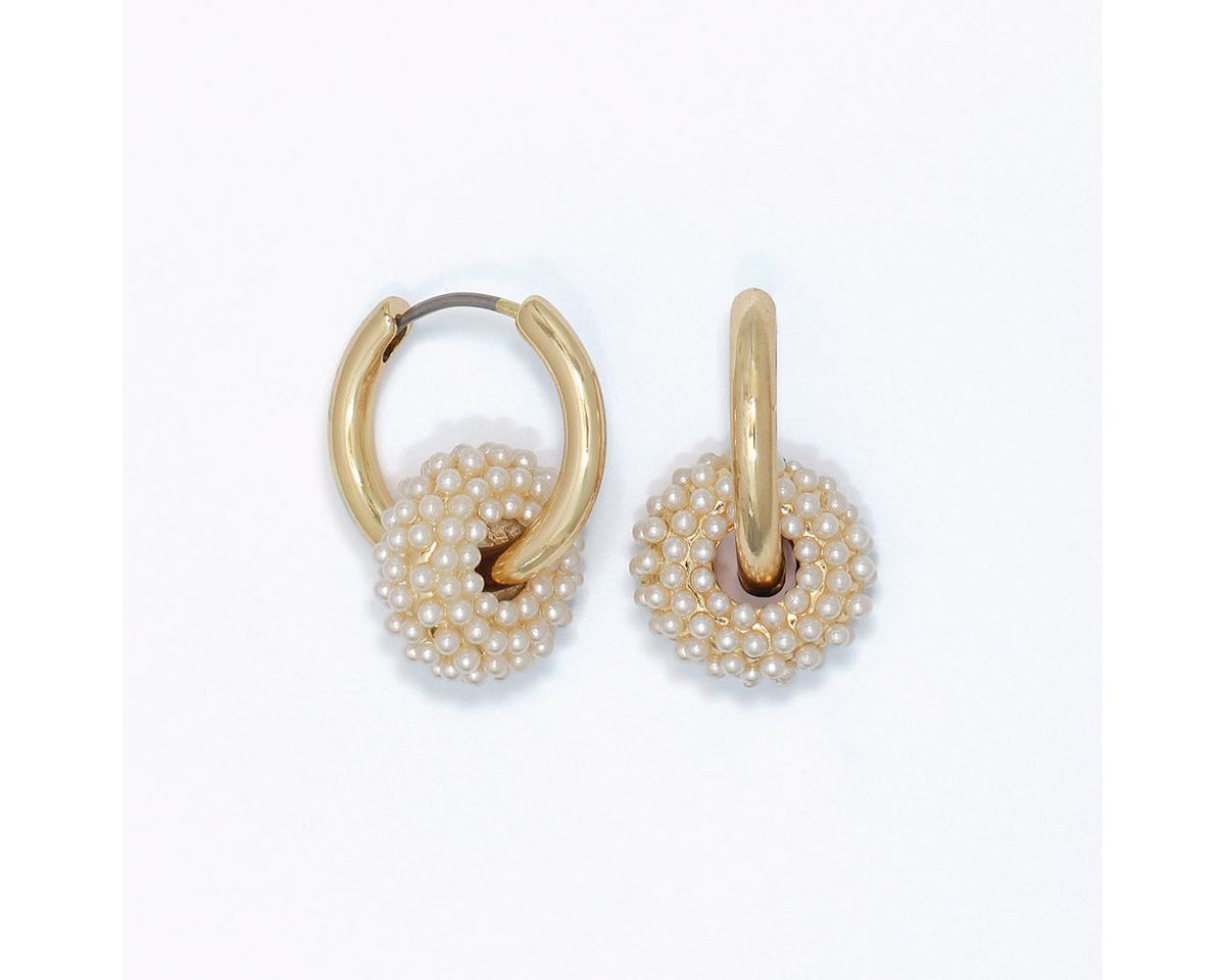 Huggie with Pearl Ring Earrings