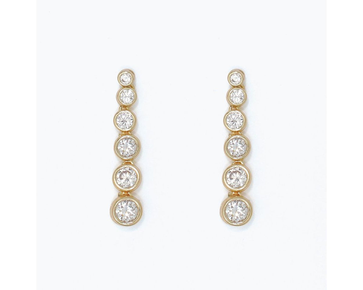 Graduated CZ Rounds Gold Earrings