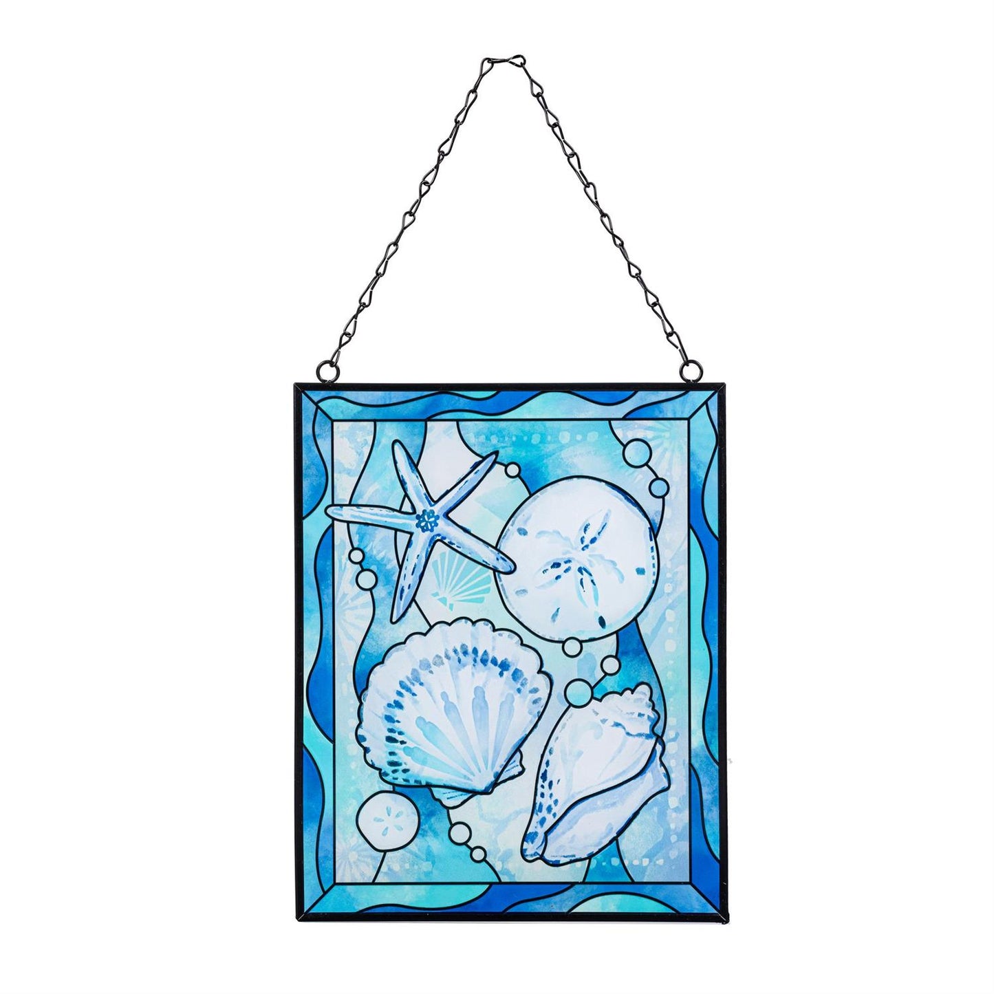 Blue Coastal Stained-Glass Wall Decor