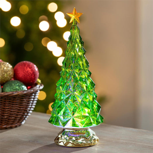 LED Table Decor Christmas Tree Color Changing Water Lantern, 11.5"