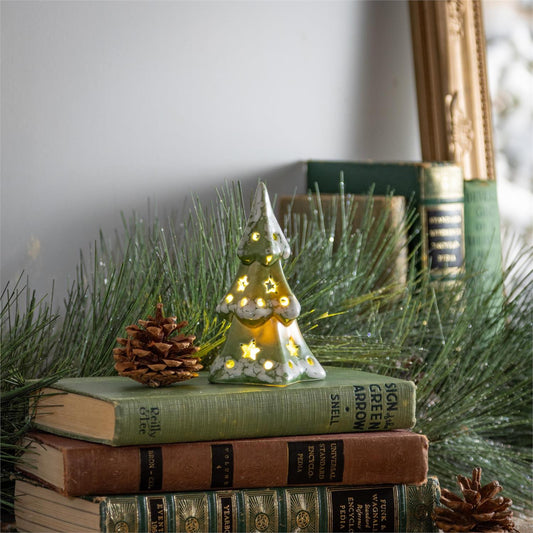 LED Ceramic Tree with Cut-Out, 4.5"