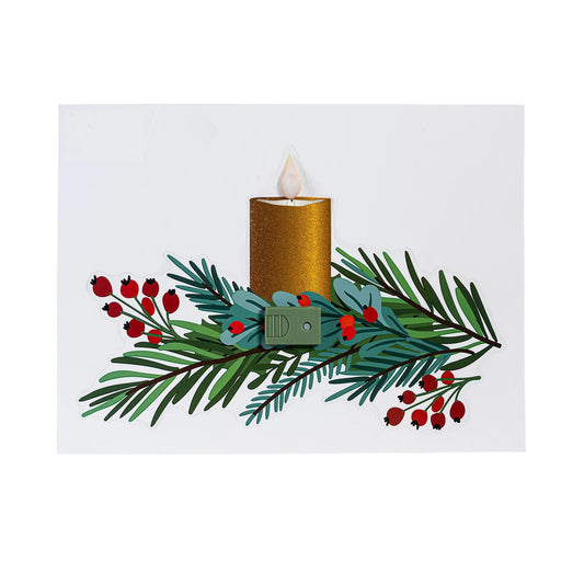 LED Holiday Poinsettia with Candle Window Decal