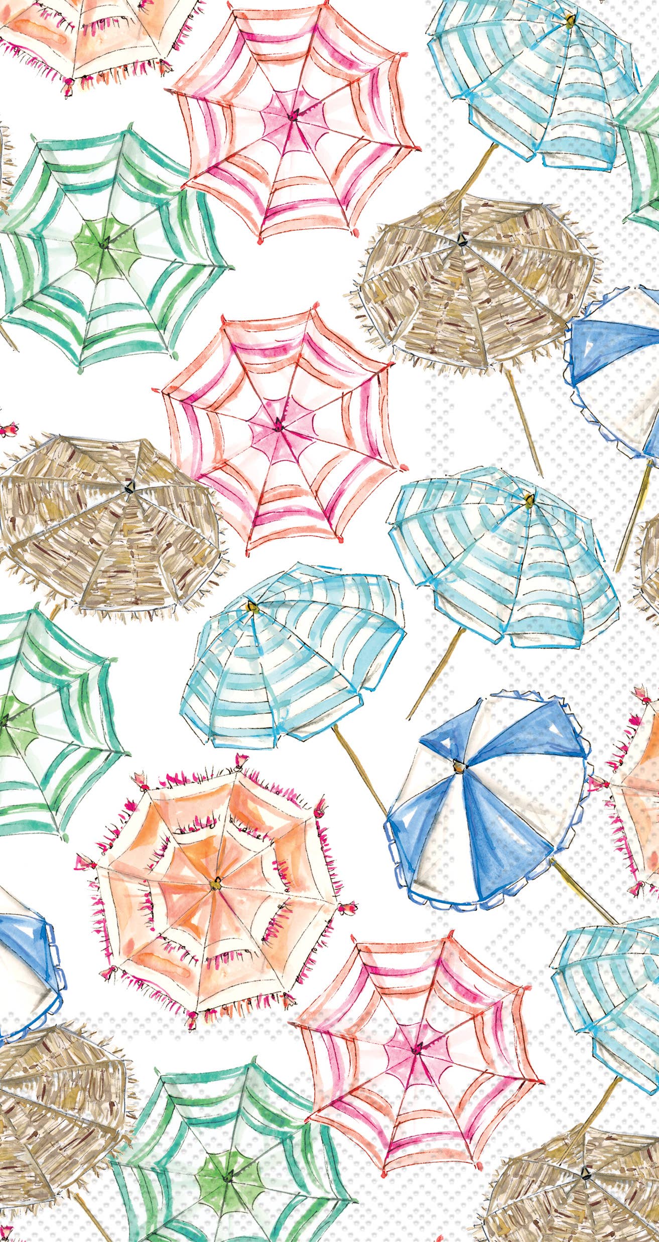 Paper Guest Towels 16 ct Coral Umbrella Pattern