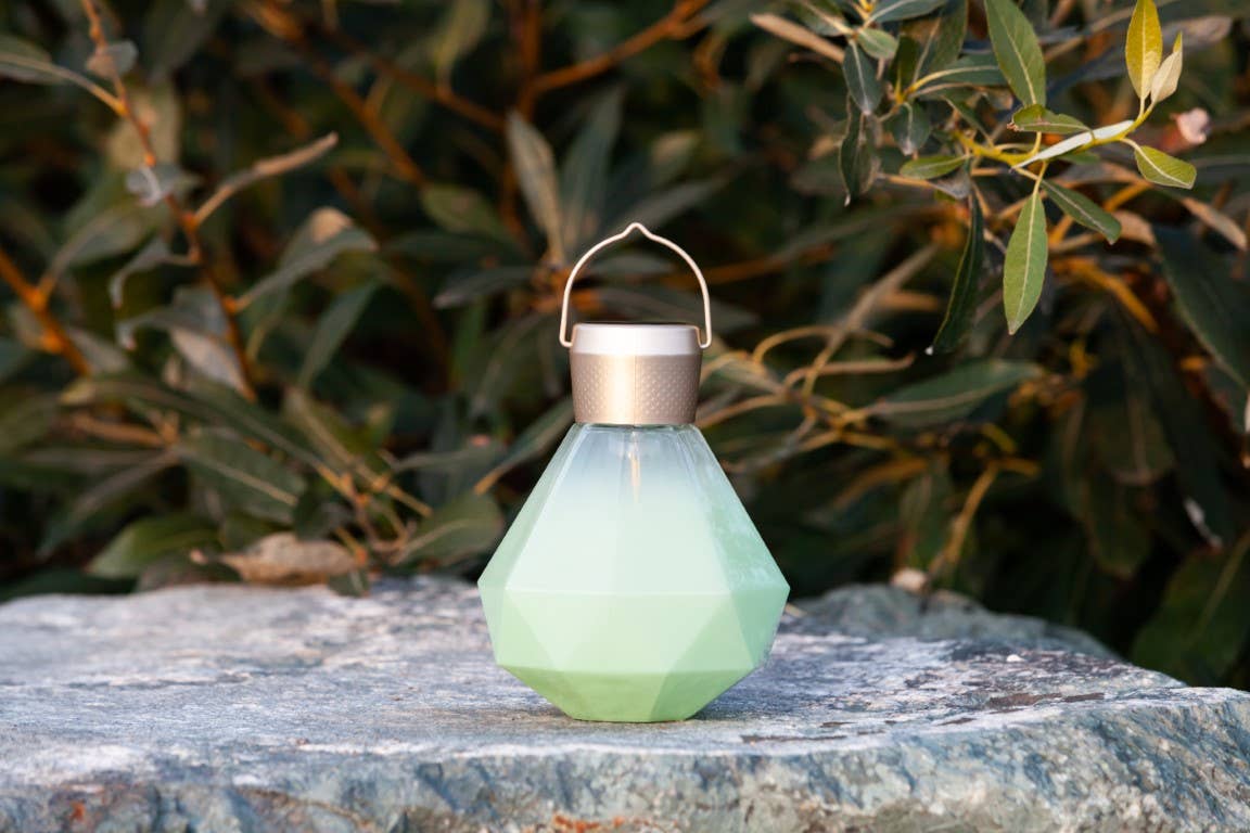 Gem Light - 6.75" Glass Outdoor Solar Lantern - Jade