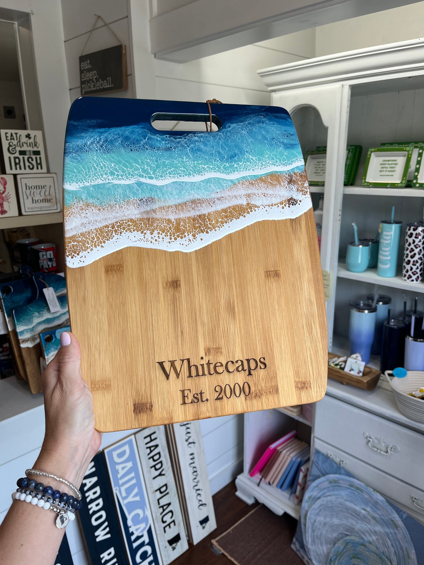 Personalized Cheese / Cutting / Charcuterie Board - Ocean Waves