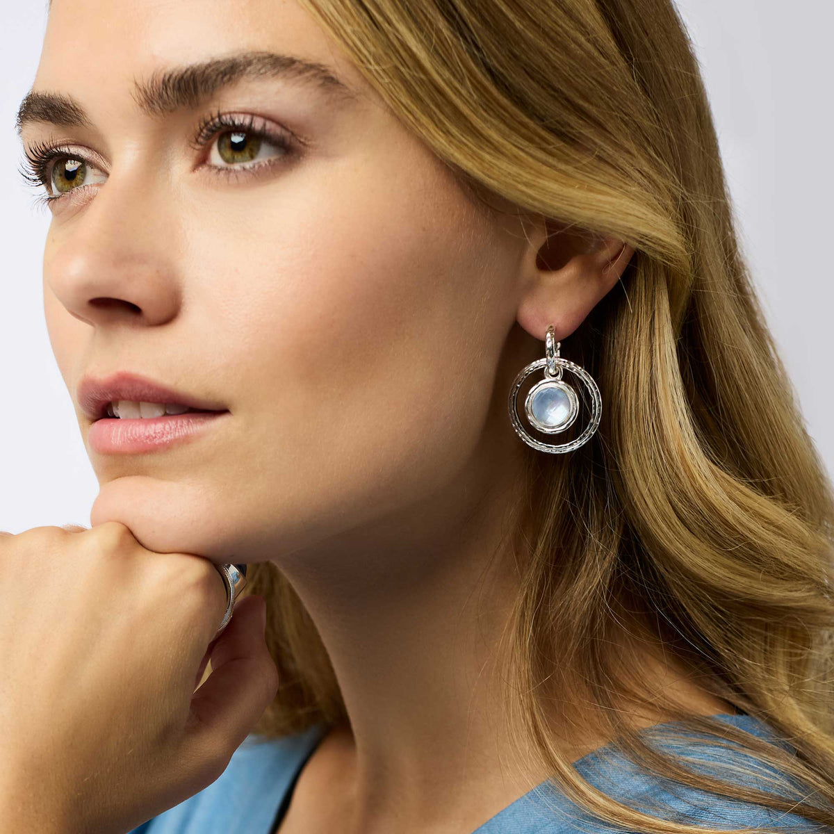 Astor 6-in-1 Charm Earring Silver - Iridescent Clear Crystal-