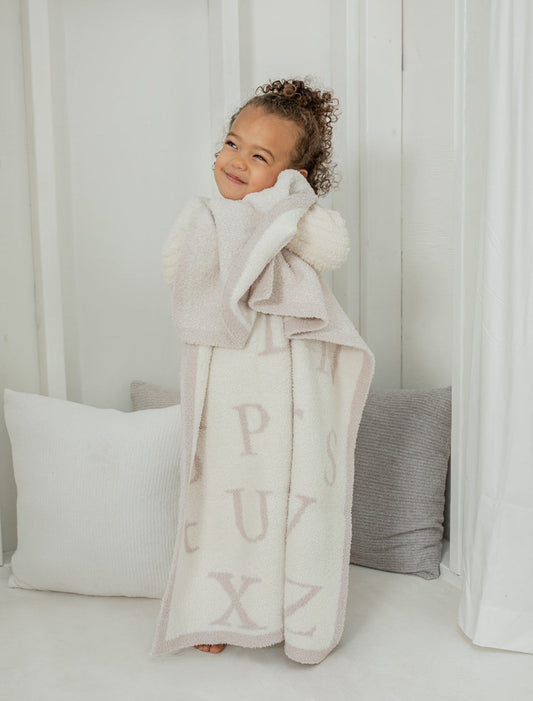 CozyChic ABC Baby Blanket by Barefoot Dreams -  Dusty Rose / Cream