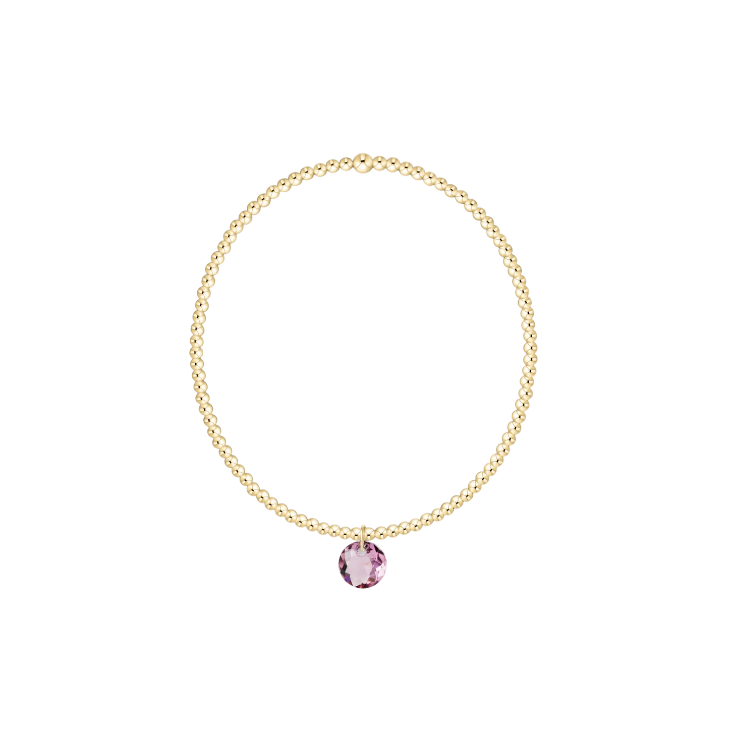 Classic Gold 2mm Bracelet - Reflection Small Charm - February