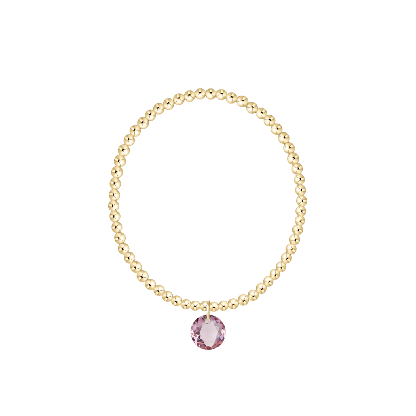 Classic Gold 3mm Bracelet - Reflection Charm - February