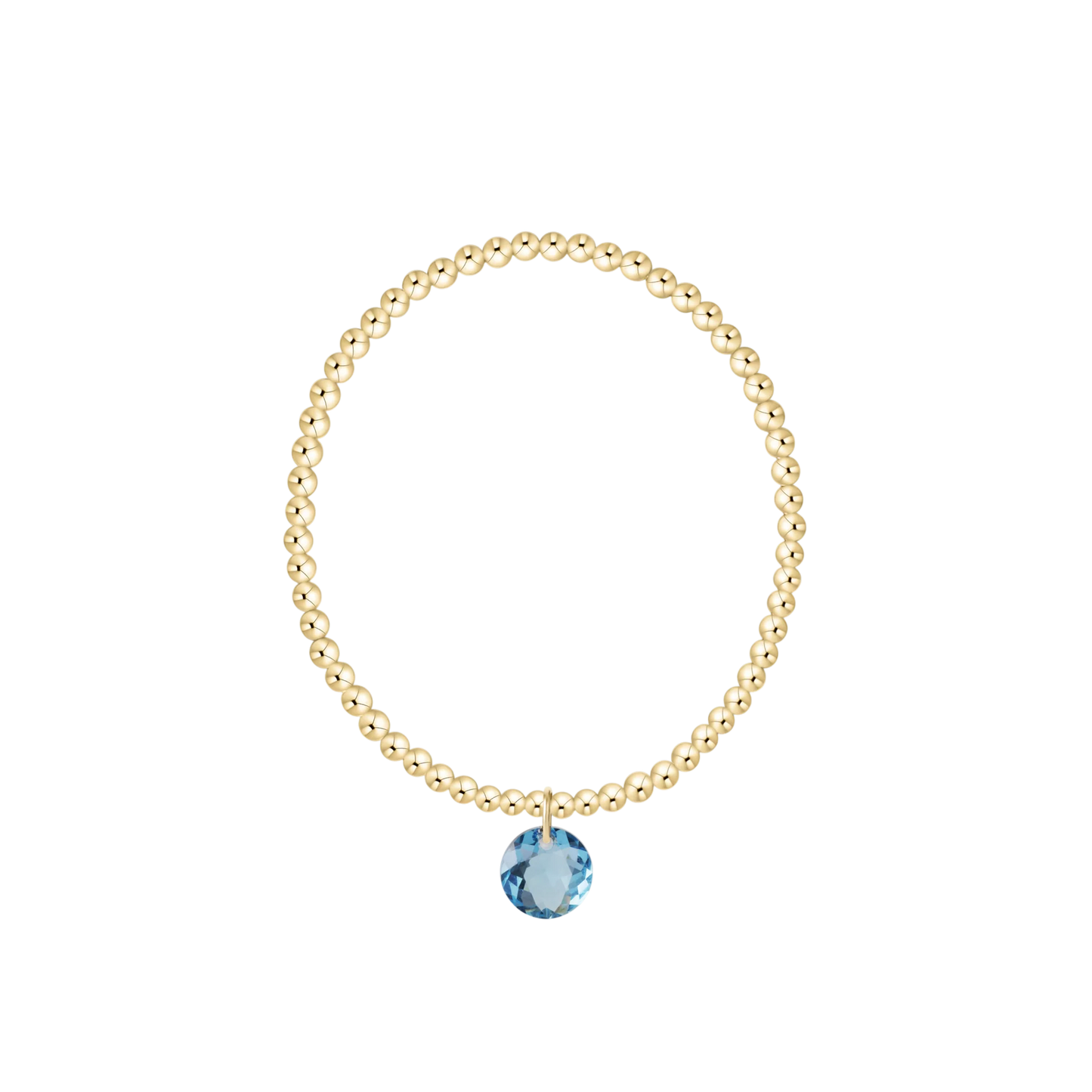 Classic Gold 3mm Bracelet - Reflection Charm - March