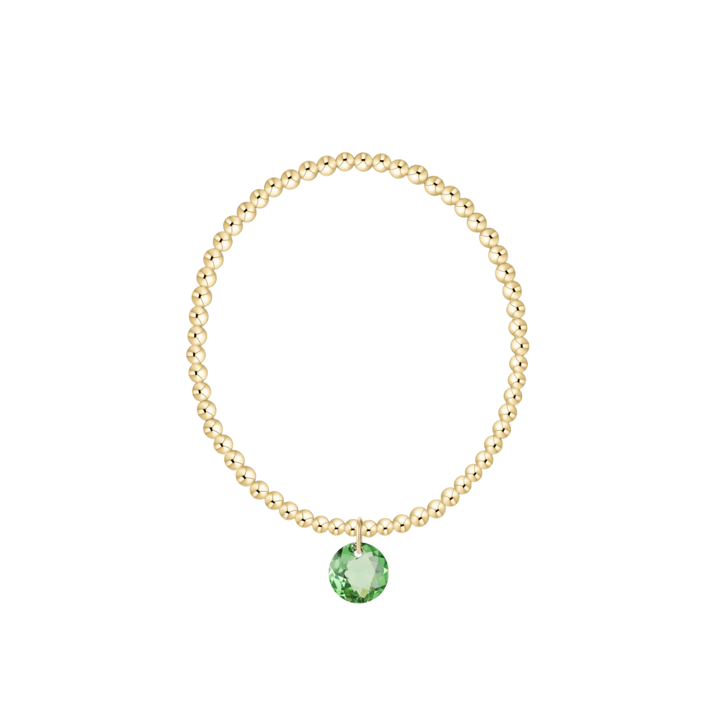 Classic Gold 3mm Bracelet - Reflection Charm - August