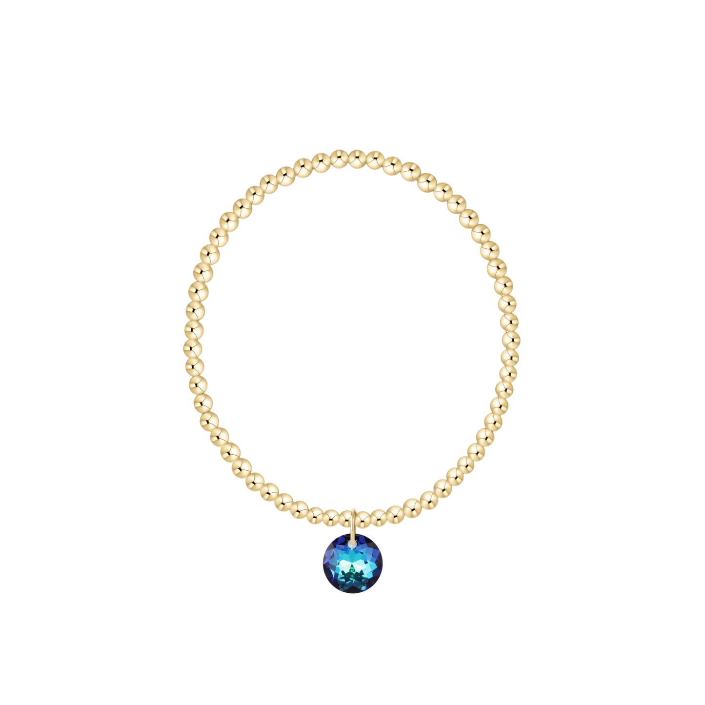 Classic Gold 3mm Bracelet - Reflection Charm - December