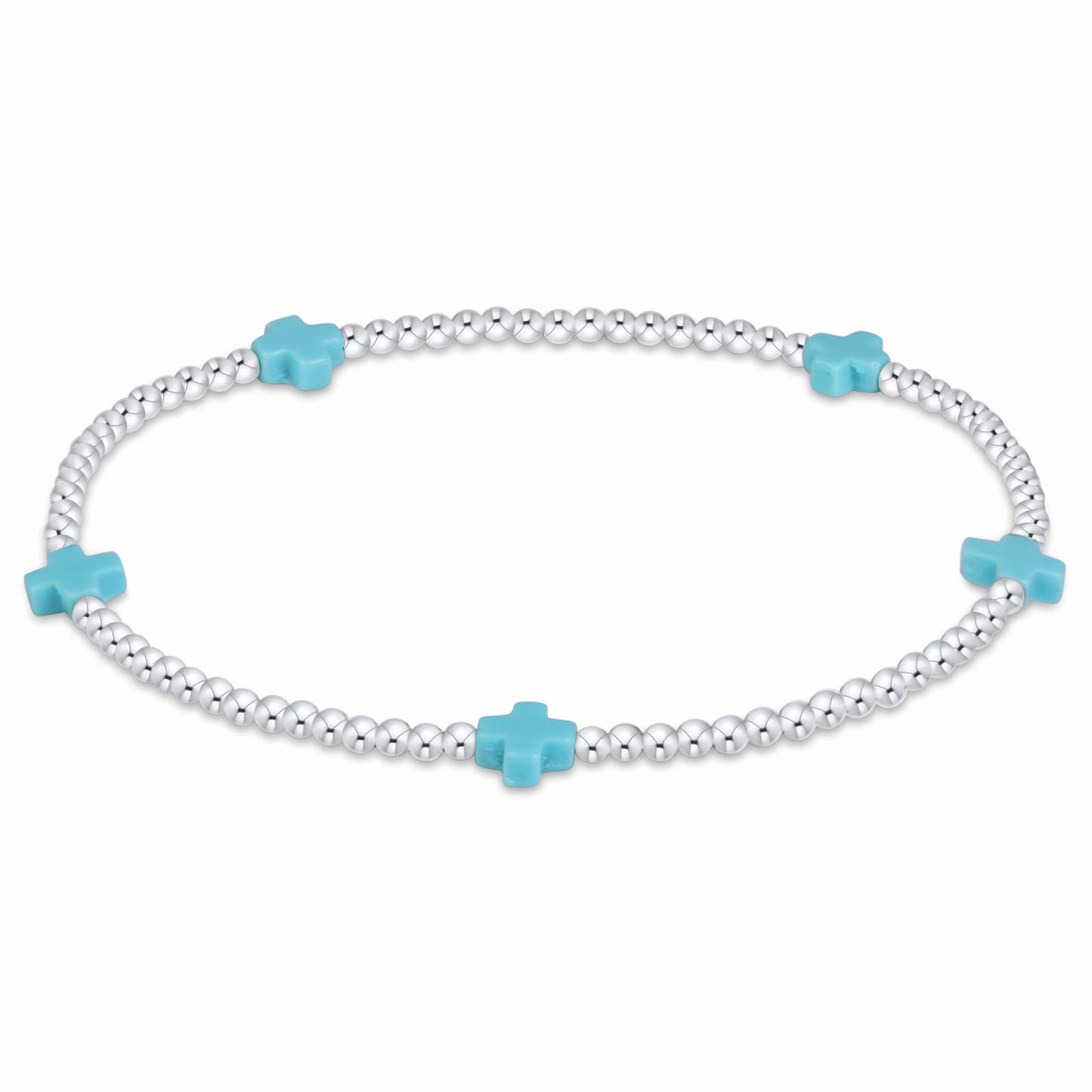 Signature Cross Small 2mm Sterling Bracelet - Turquoise