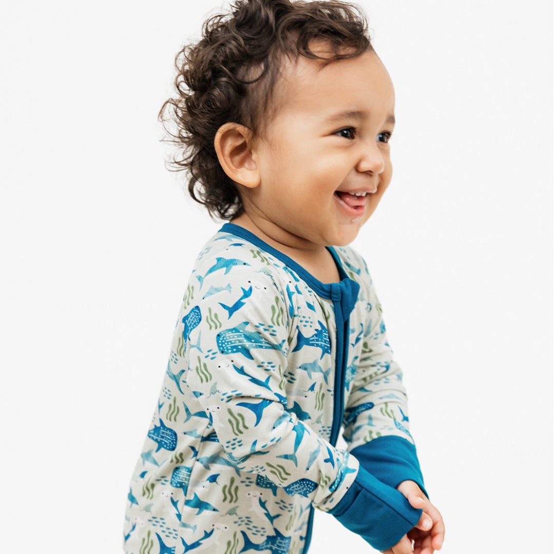 Shark Friends Bamboo Convertible Baby Pajamas