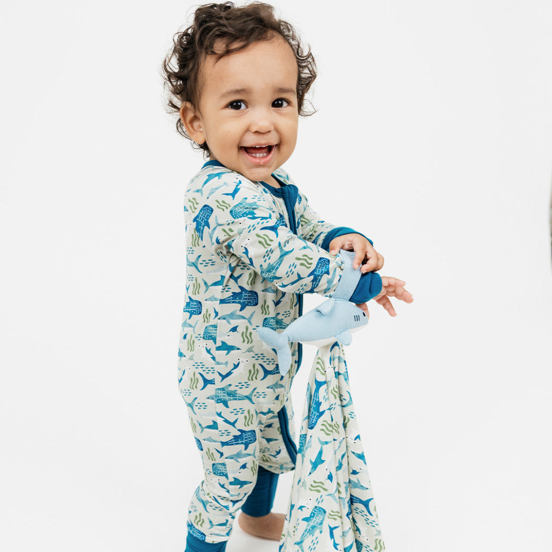 Shark Friends Bamboo Convertible Baby Pajamas