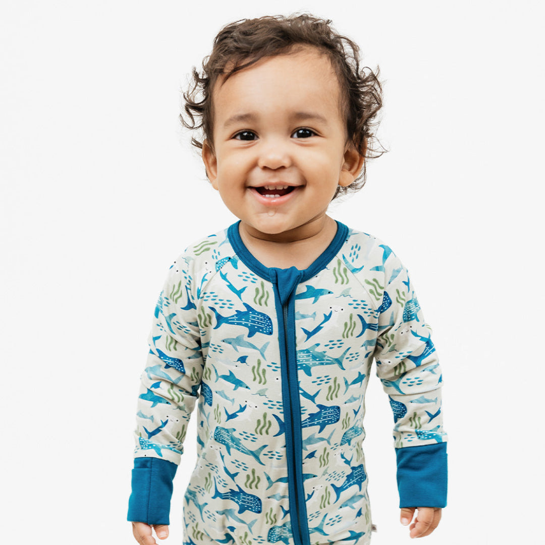 Shark Friends Bamboo Convertible Baby Pajamas