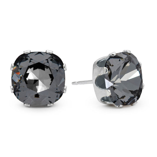 Black Sparkle Cushion Earrings