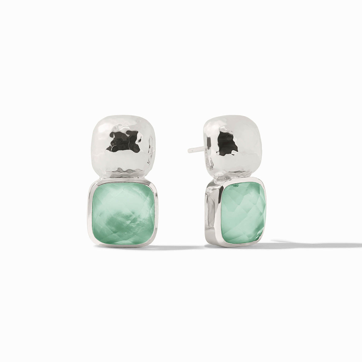 Catalina Earring Silver - Iridescent Aquamarine Blue