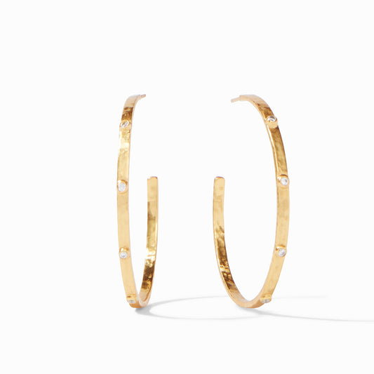 Crescent Stone Hoop Cubic Zirconia Extra Large