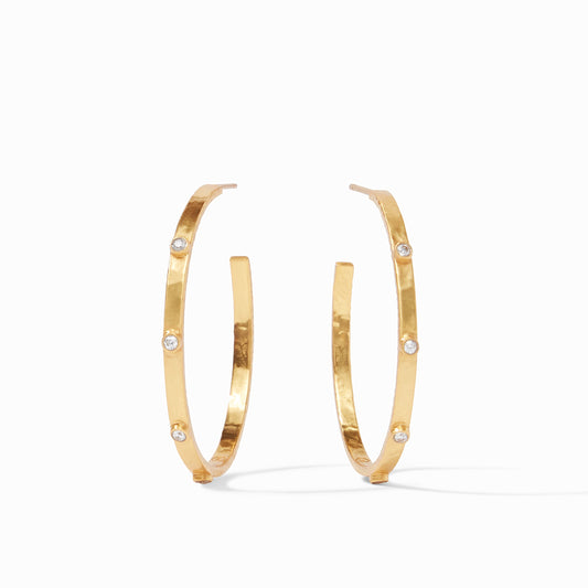 Crescent Stone Hoop Cubic Zirconia Large