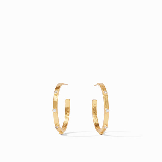 Crescent Stone Hoop Cubic Zirconia Medium