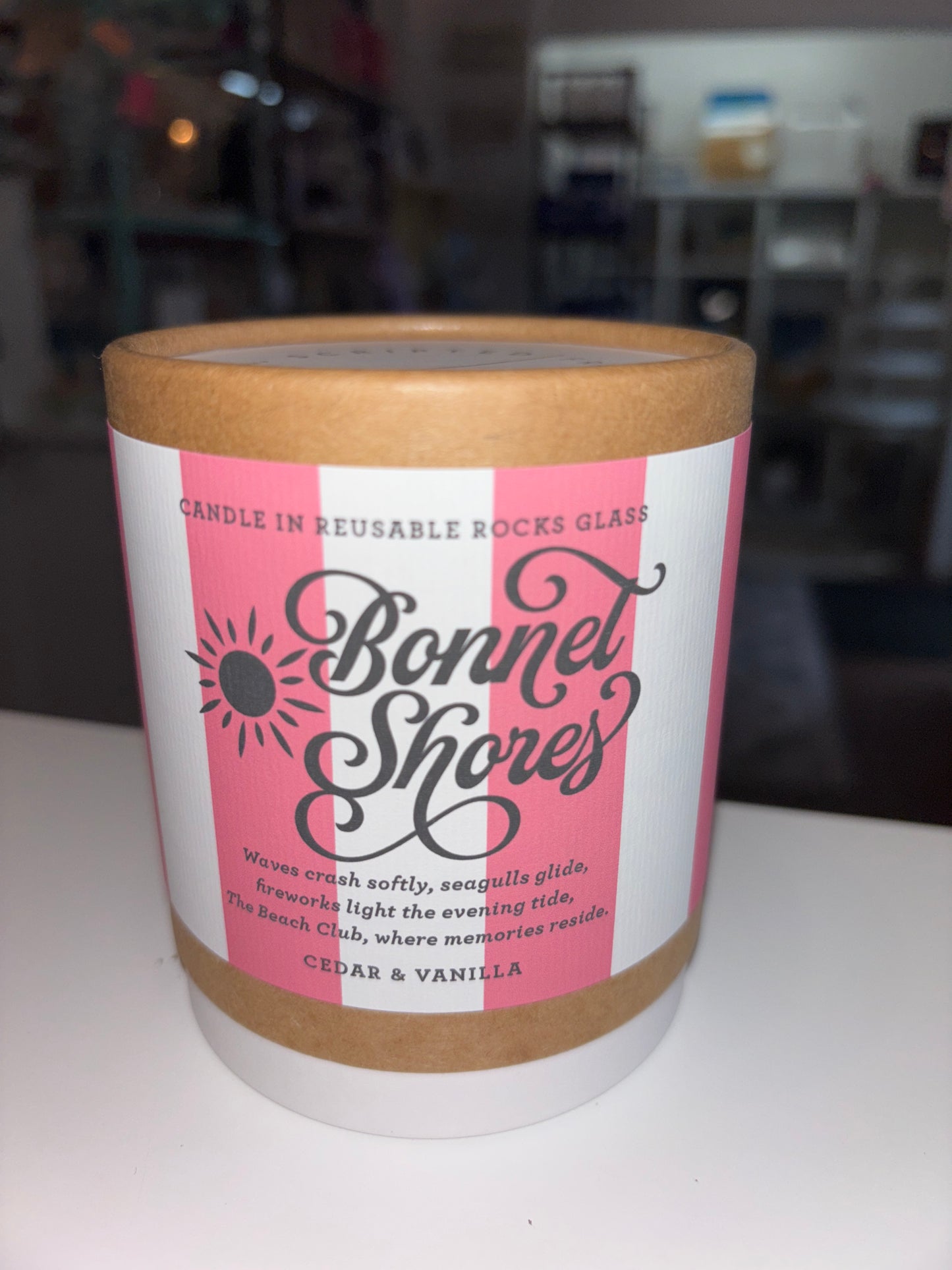 Bonnet Shores Soy Candle in Reusable Glass - Cedar and Vanilla
