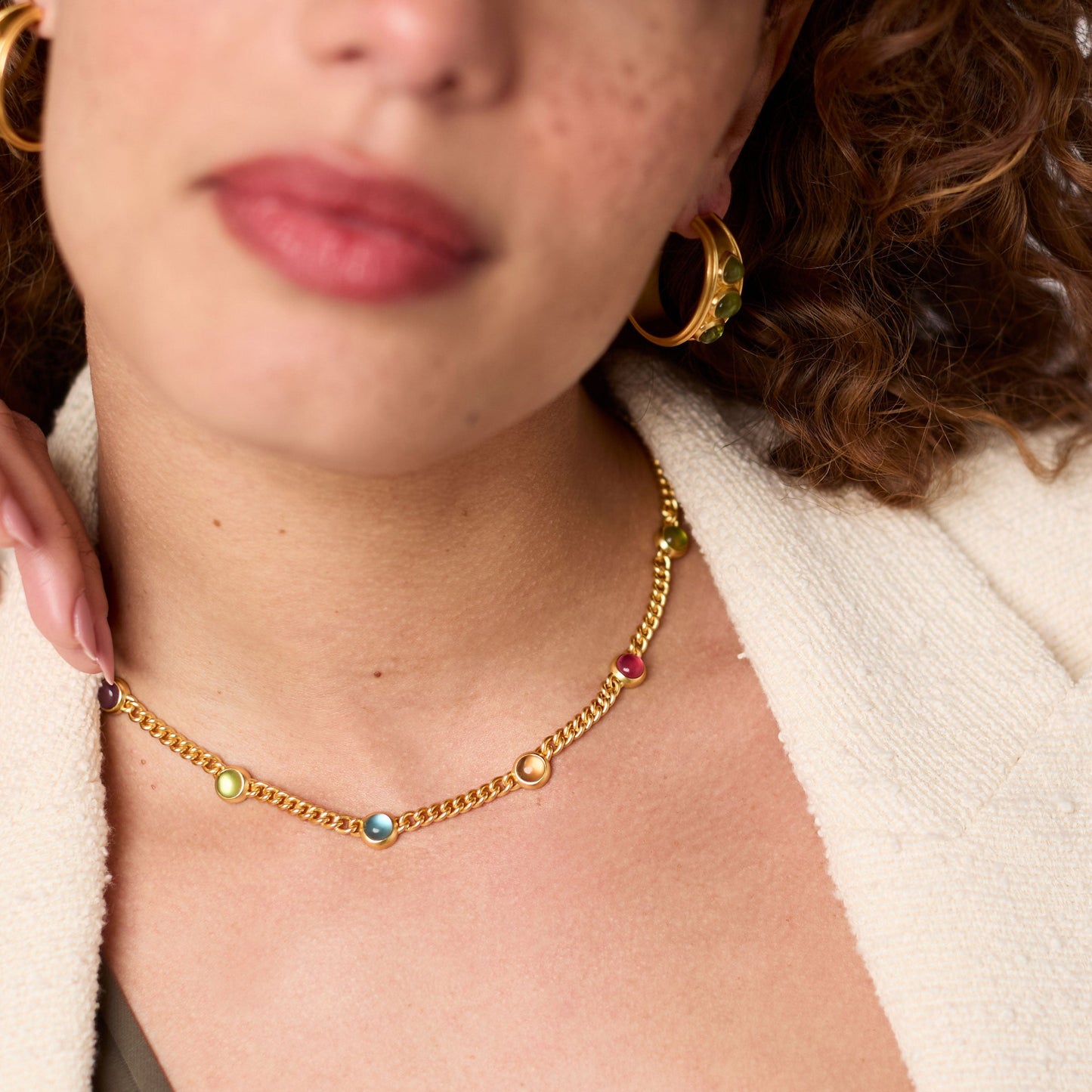 Dolce Delicate Station Iridescent Multi-Stone Necklace