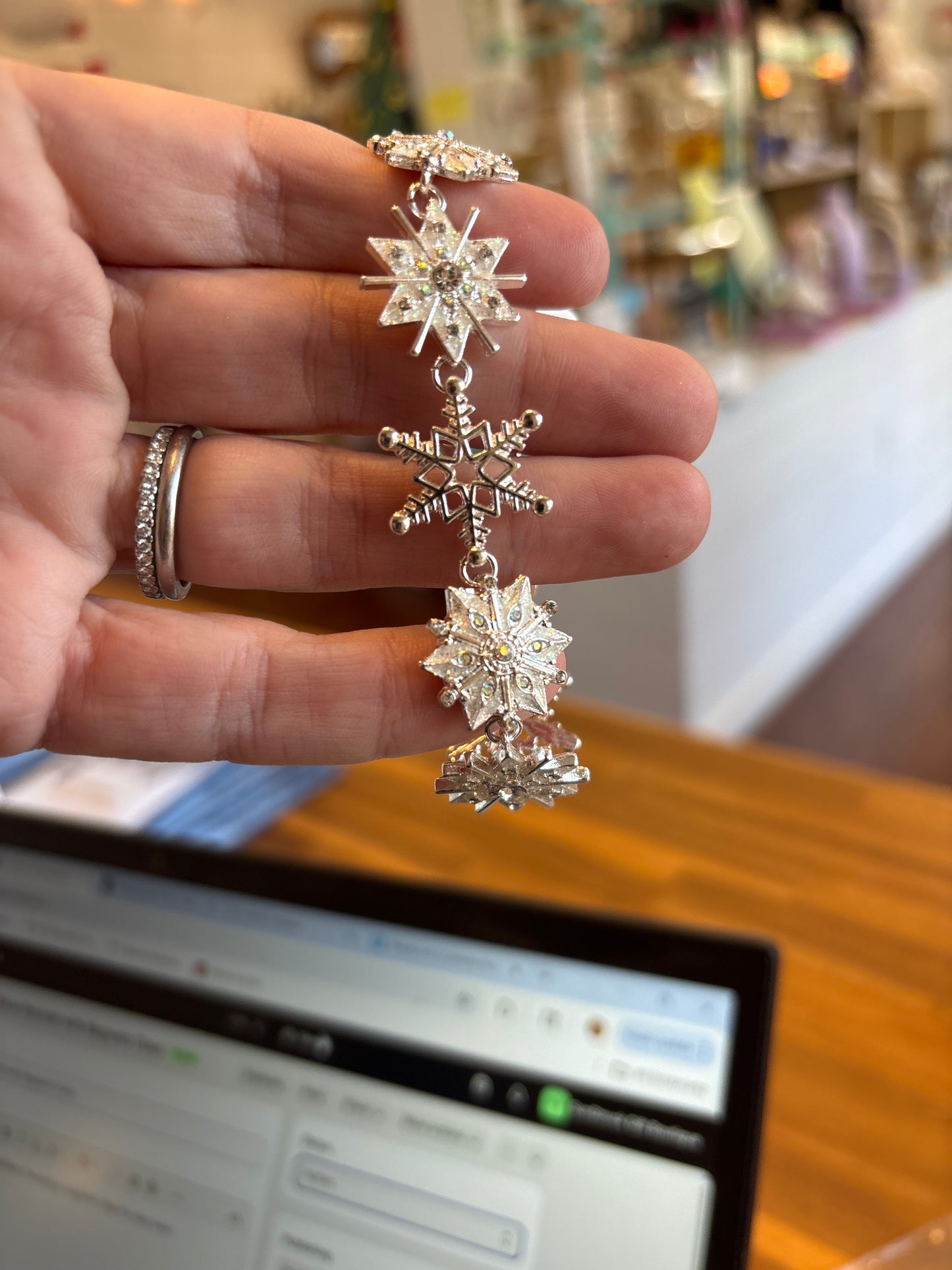 Snowflake Silver Bracelet with Magnetic Clasp
