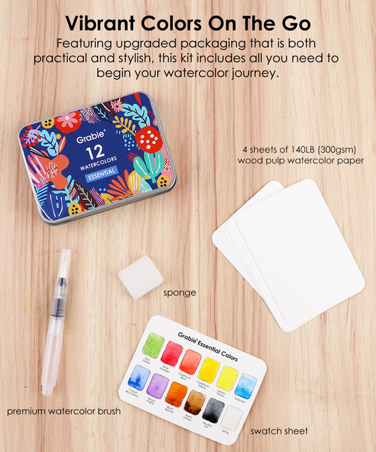 Watercolor Pocket Set Of 12 - Essential Colors