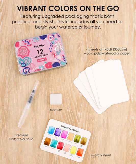 Watercolor Pocket Set Of 12 - Floral Colors