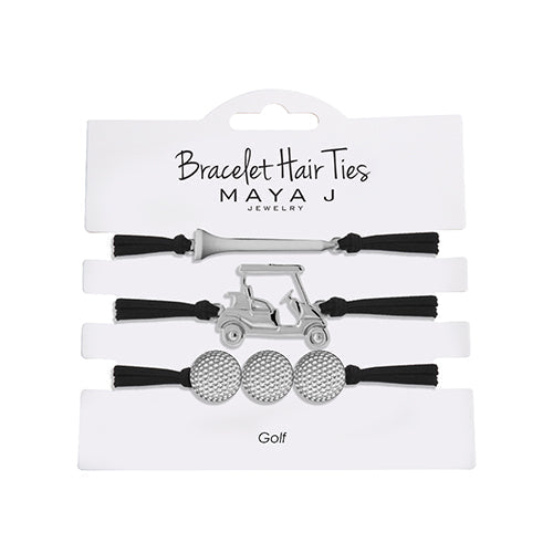 Bracelet Hair Ties - Black & Silver Golf