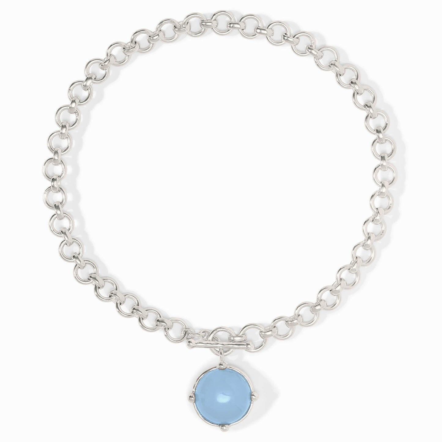 Honeybee Demi Necklace Iridescent Calcedony Blue Silver