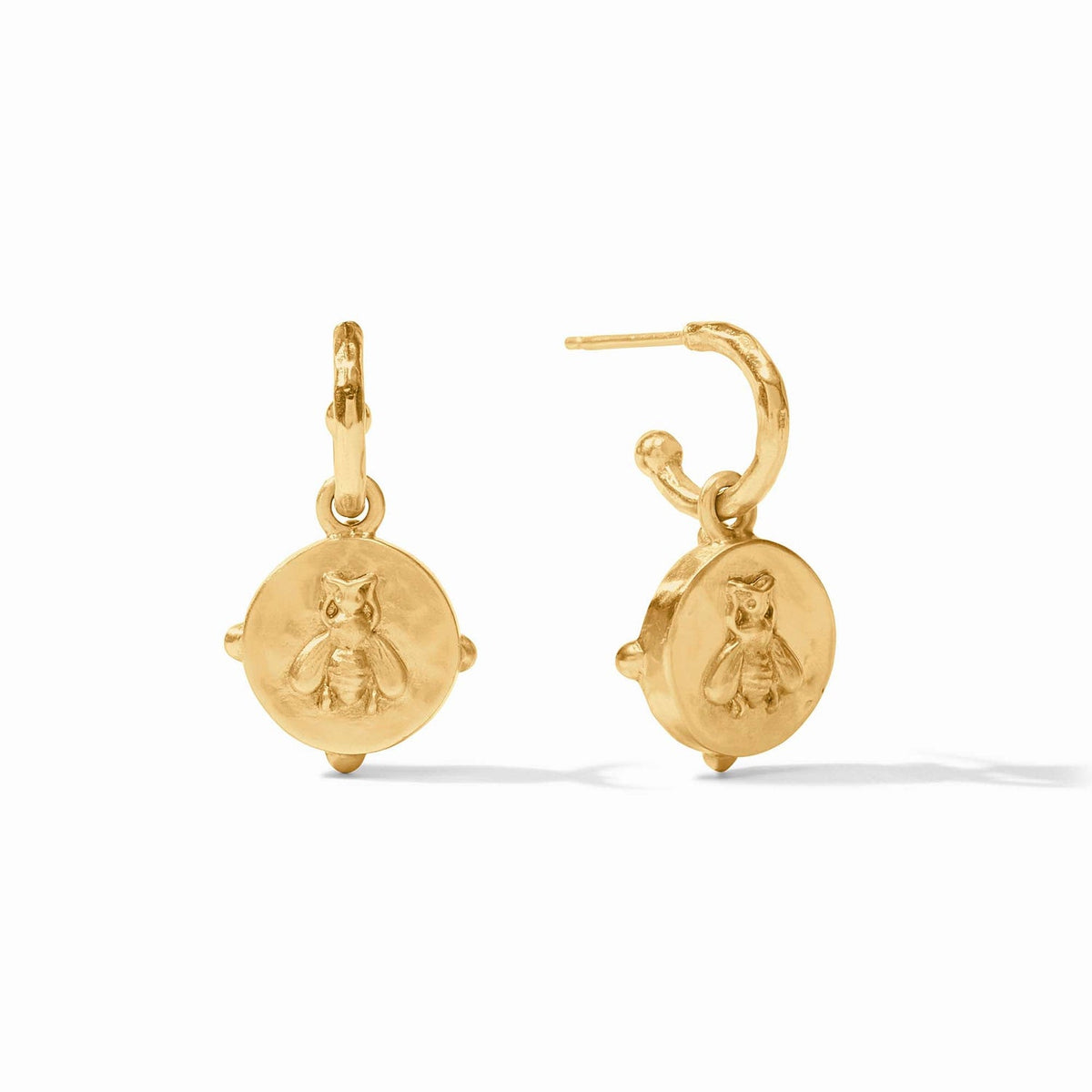 Honeybee Hoop & Charm Earring - Iridescent Bahamian Blue