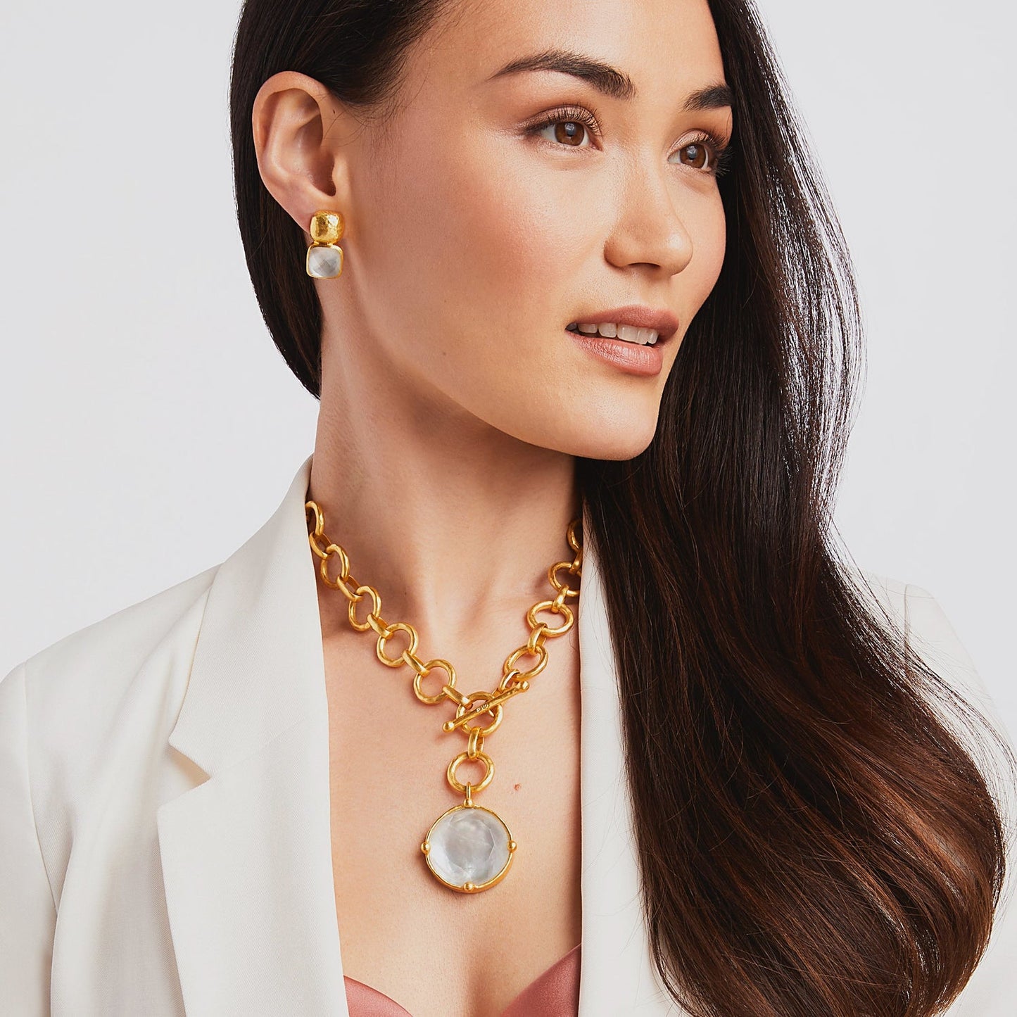 Honeybee Statement Necklace Iridescent Clear Crystal