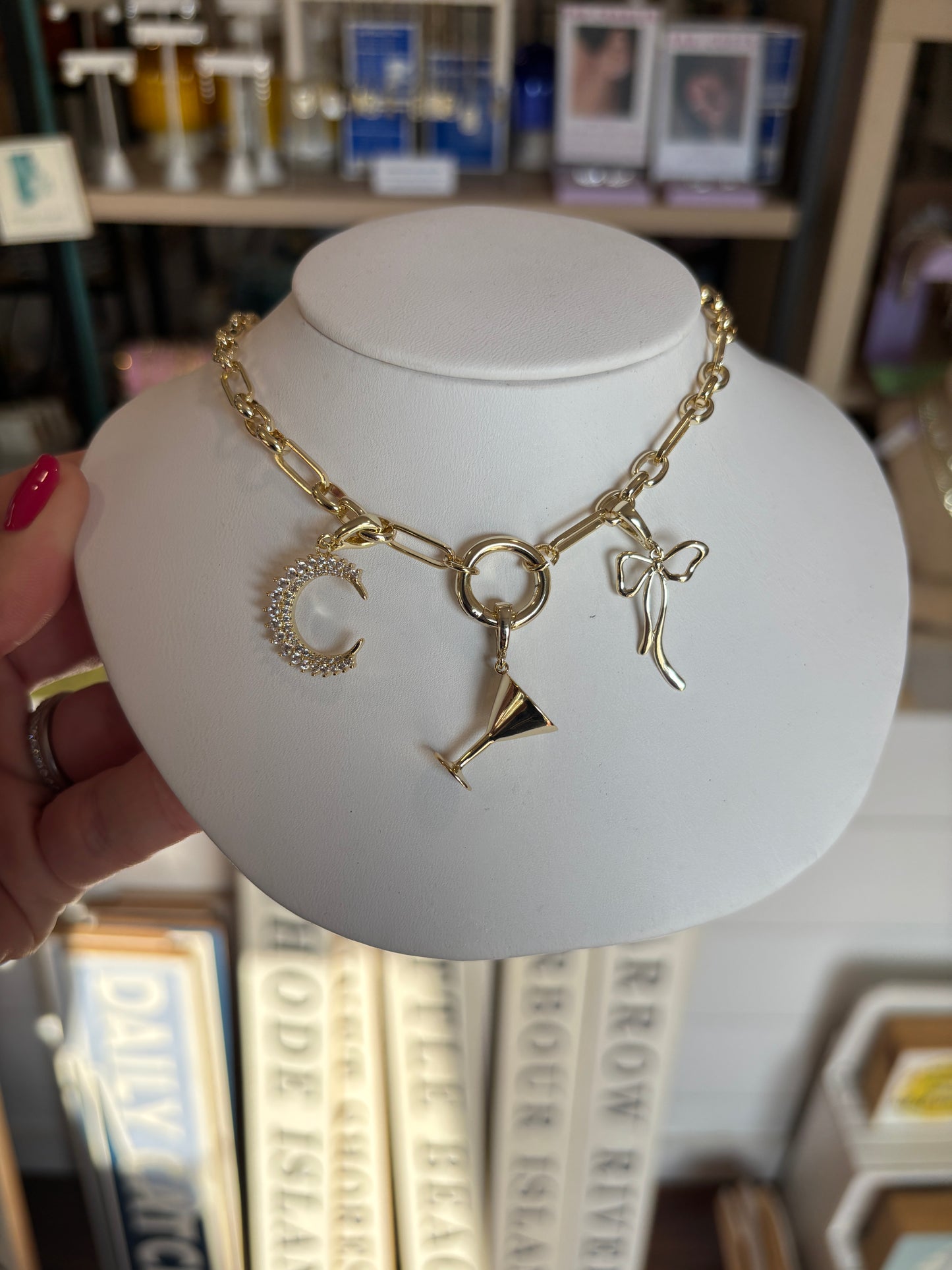 Lariat Necklace - Charm Bar - Gold or Silver