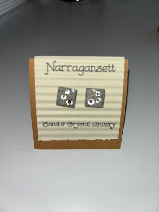 Narragansett Sand & Surf Square Stud Earrings