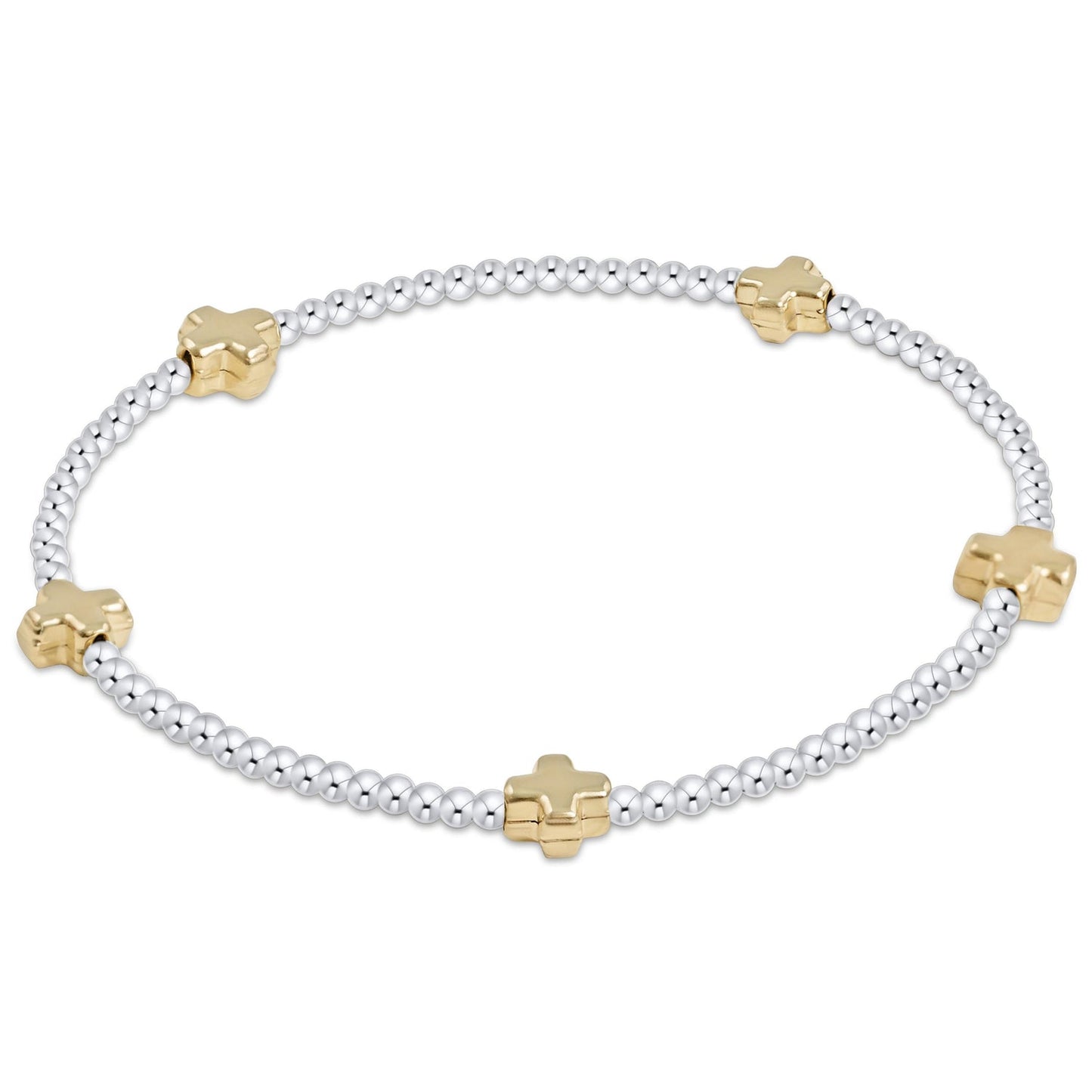 Signature Cross Small 2mm Mixed Metal Bracelet - Gold