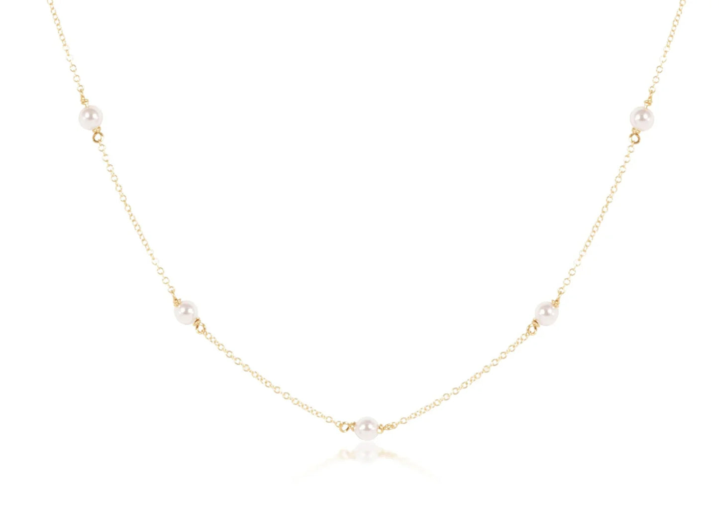 17" Choker Simplicity Chain Gold - 4mm Pearl