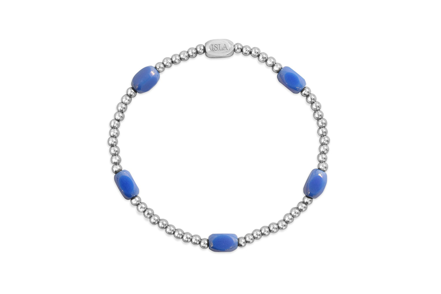 “Here and There” – Periwinkle Water - Steel Stretchy Bracelet