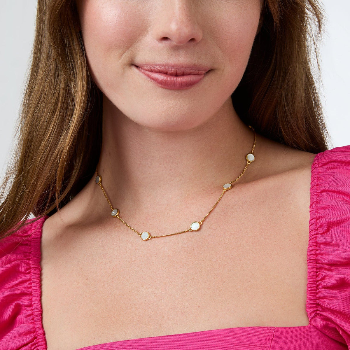 Valencia Delicate Station Necklace Mother of Pearl
