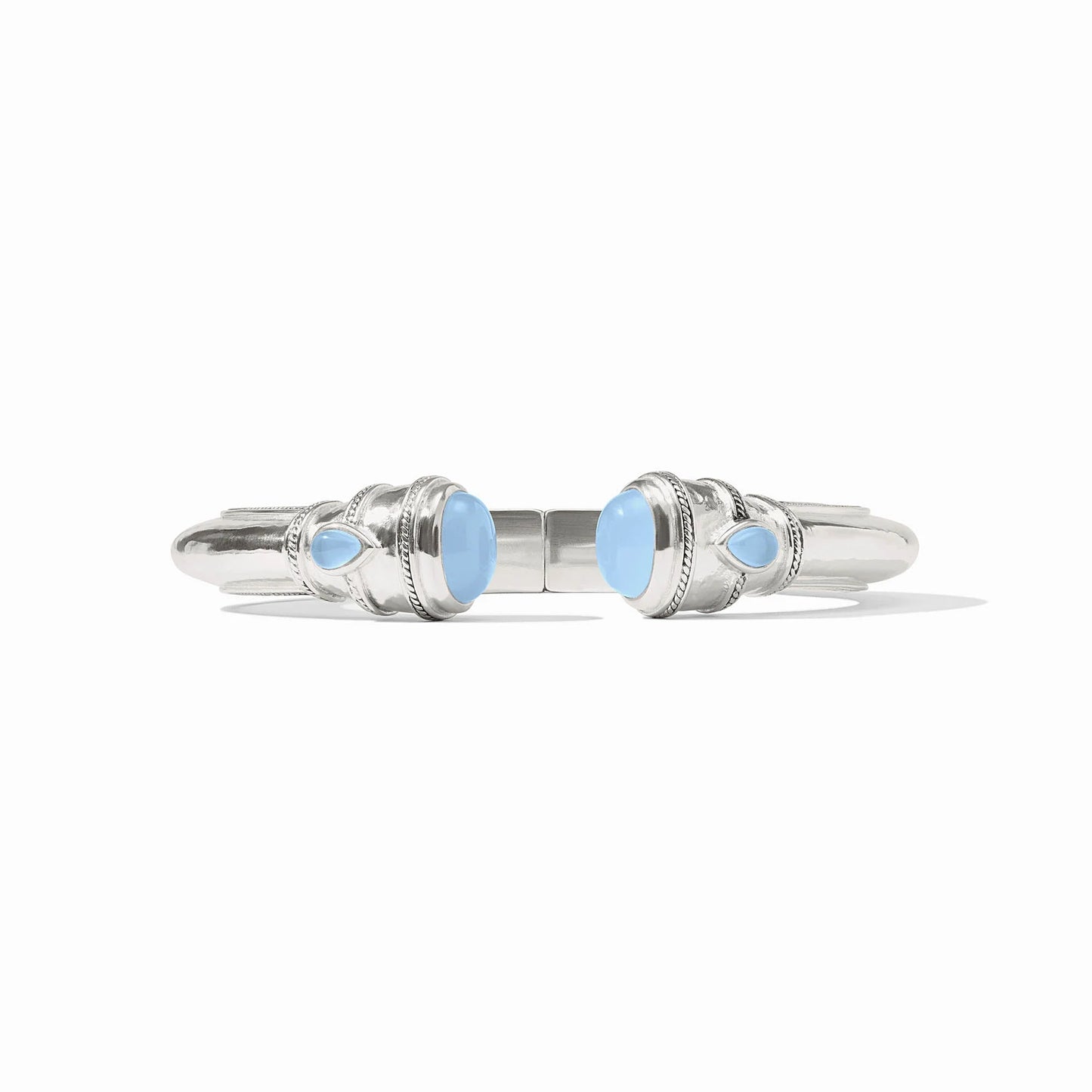 Cannes Demi Cuff Silver with Chalcedony Blue Glass