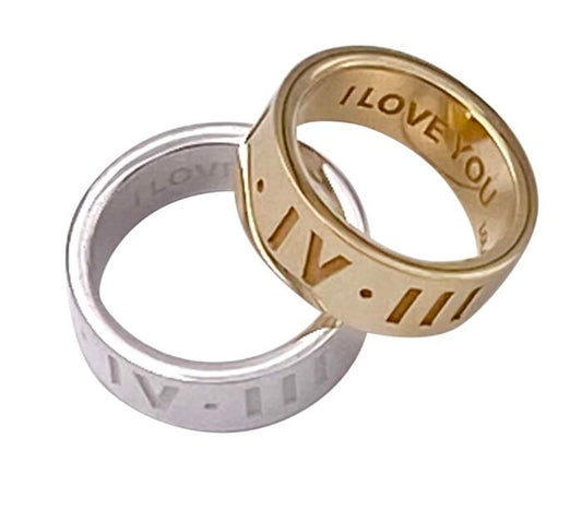 1-4-3 Love Code Gold Wide Band Ring