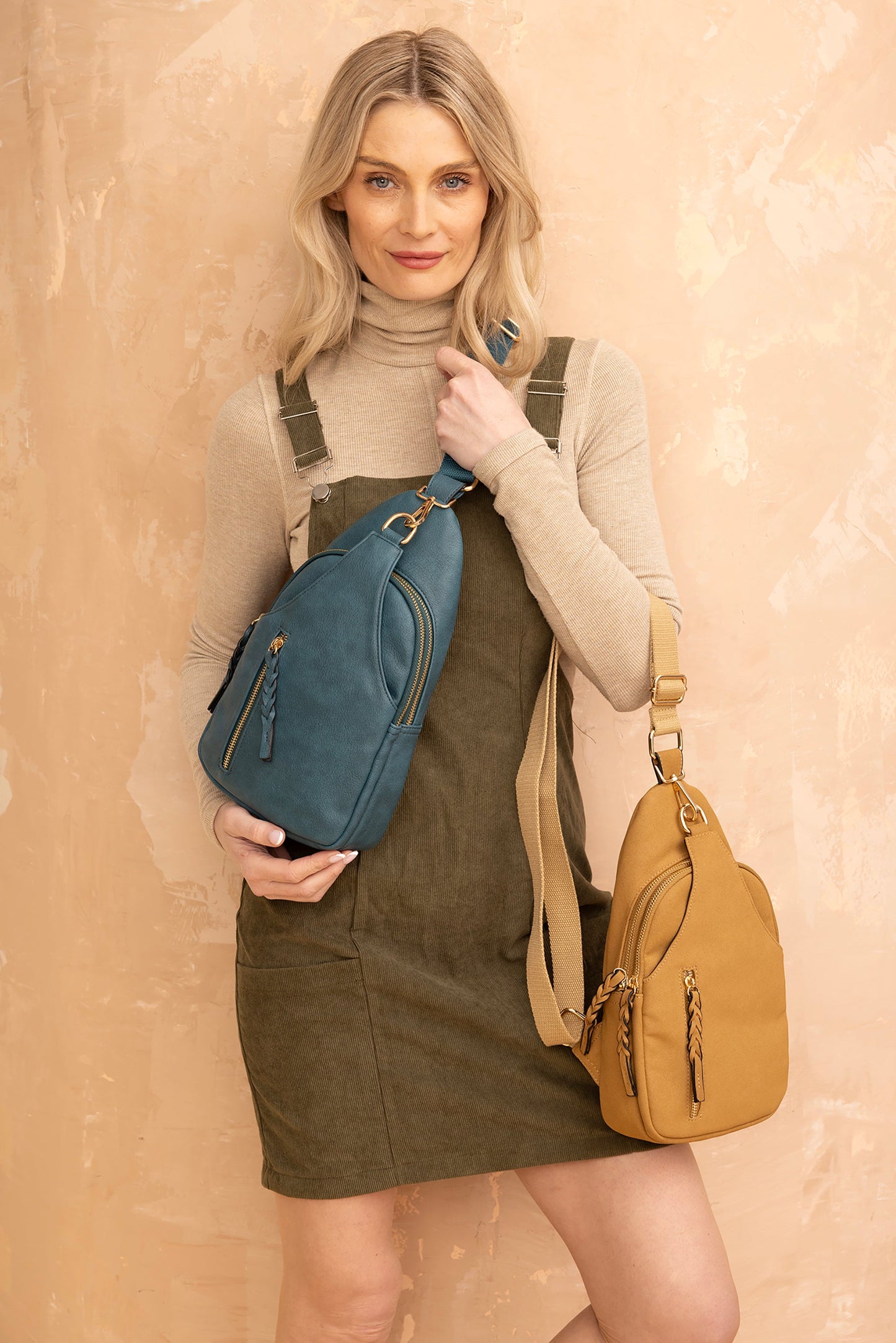 Dual Compartment Crossbody Sling Bag - Black