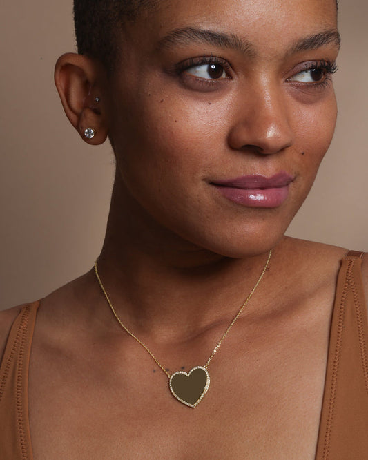 XL You Have My Heart Pave Necklace 15" Gold