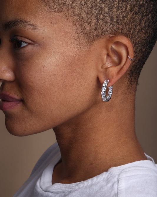 "Oh She Fancy" 1.0" Hoops Earrings Silver