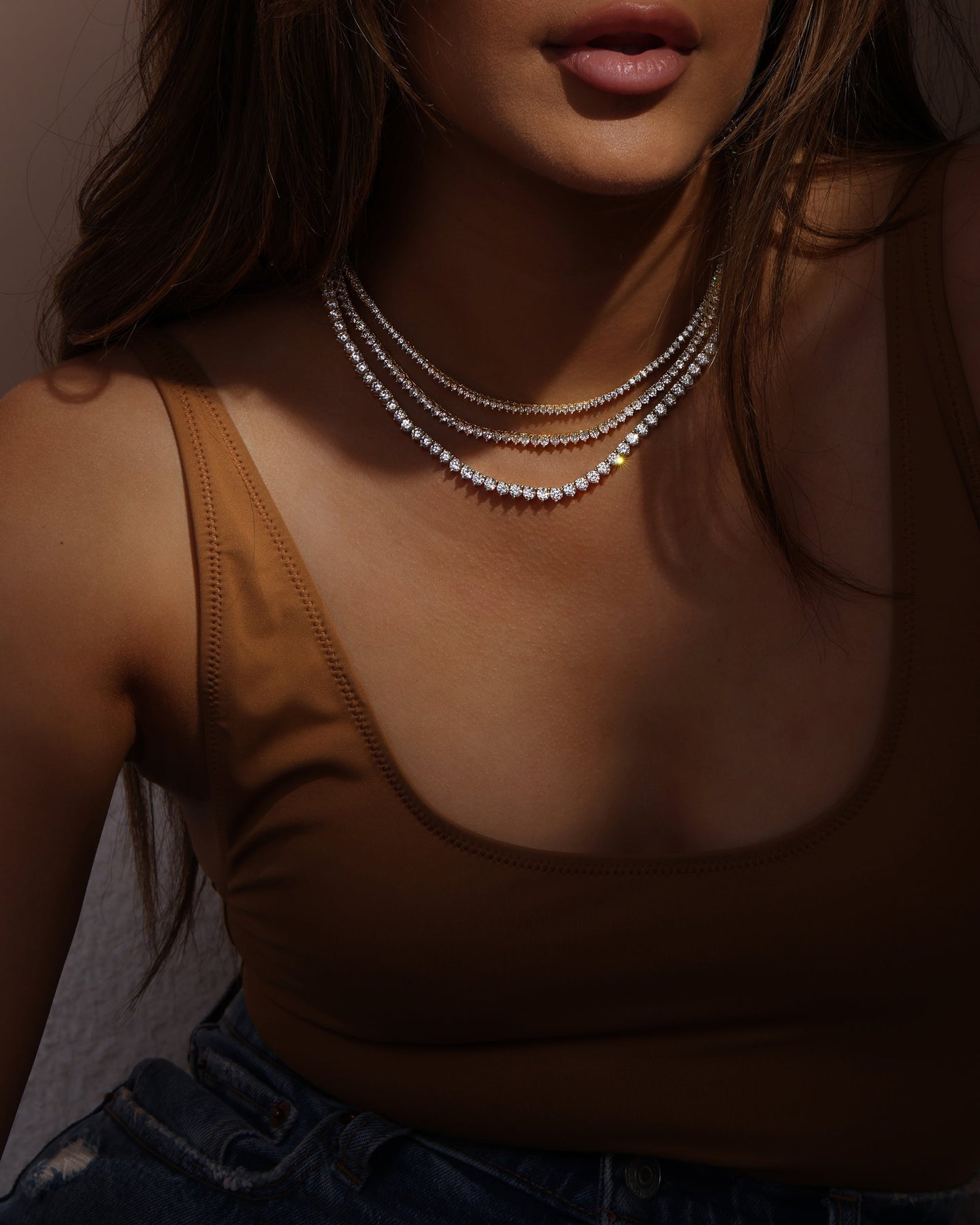 Not Your Basic Tennis Necklace 16" Gold