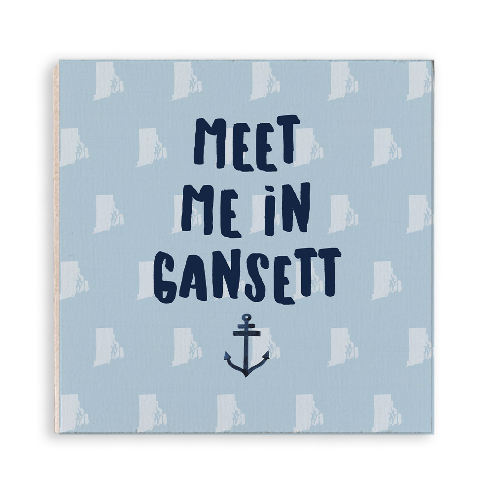 Meet Me In Gansett Wooden Magnet