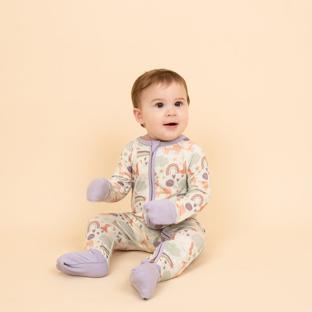 Magical Unicorns Bamboo Convertible Baby Pajamas
